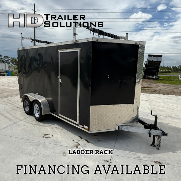 7x16 7k Enclosed Trailer With Ladder Rack-Used