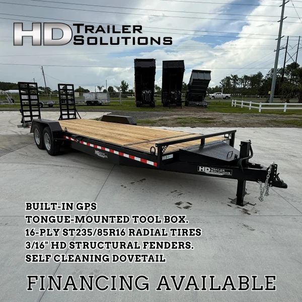 7x24 17.5k Equipment Trailer - Premium, Self Cleaning Dovetail