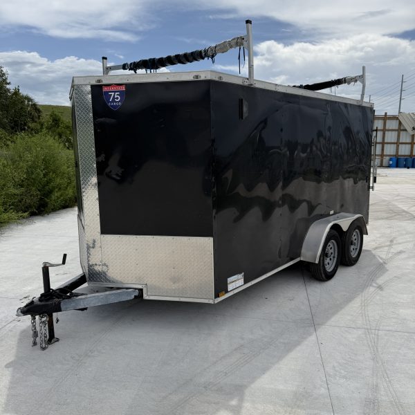 7x16 7k Enclosed Trailer With Ladder Rack-Used - Image 2