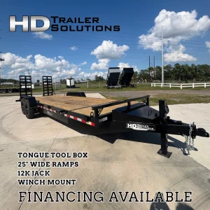 7x24 15k Equipment Trailer Premium - 25" Spring Ramps - Black