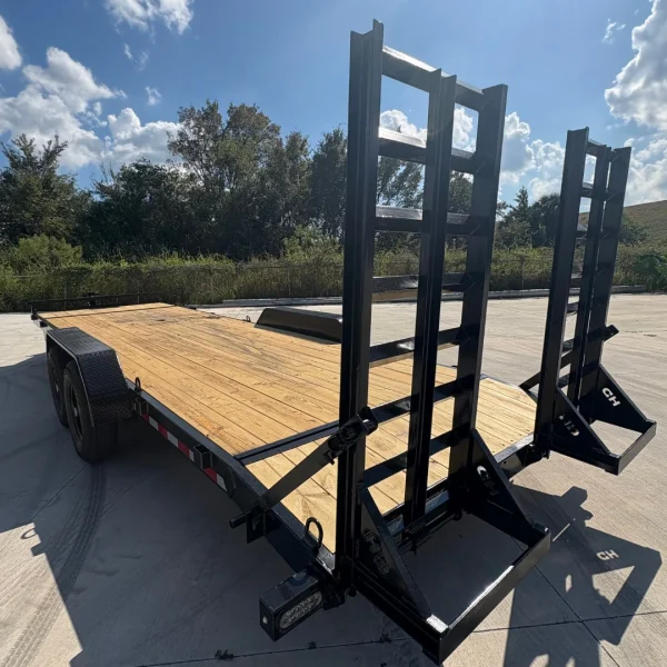 7x24 15k Equipment Trailer Premium - 25" Spring Ramps - Black - Image 8
