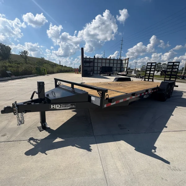 7x24 15k Equipment Trailer Premium - 25" Spring Ramps - Black - Image 2