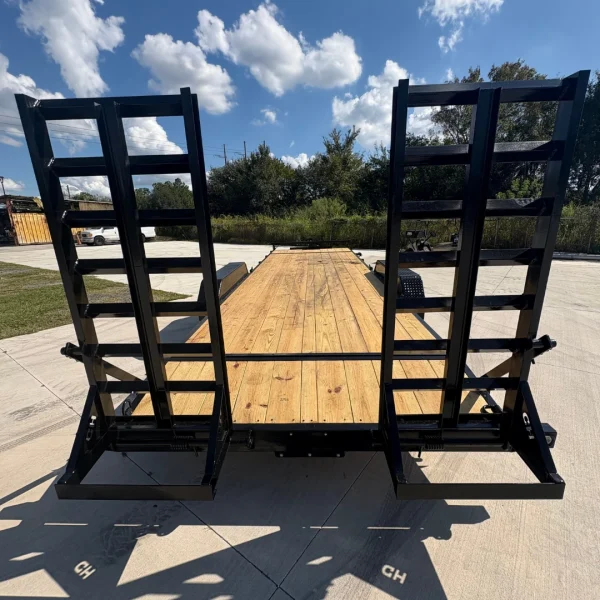 7x24 15k Equipment Trailer Premium - 25" Spring Ramps - Black - Image 3