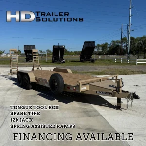 7x22 15k Equipment Trailer Tongue Tool Box - Desert Tan